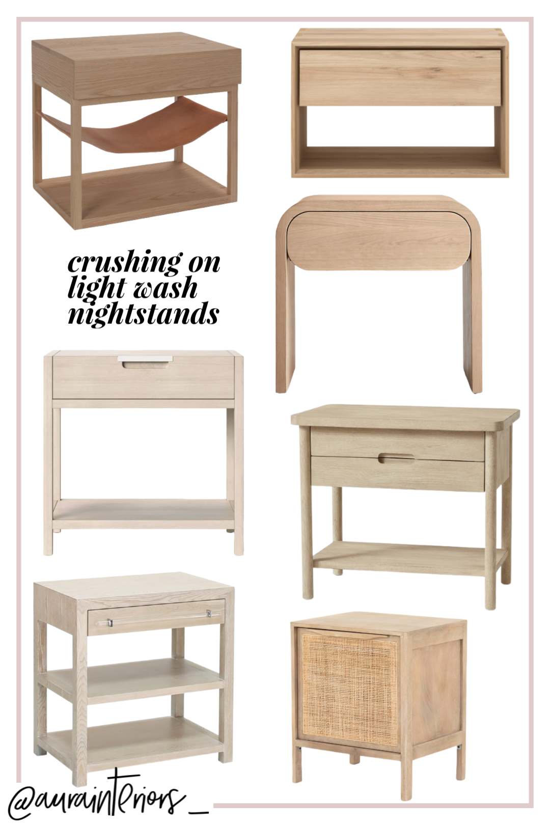 light wood nightstands, transitional nightstands, white oak nightstand, whitewashed nightstand